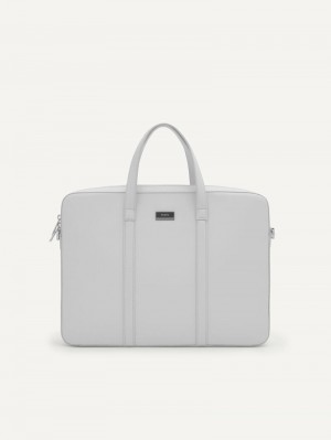 Pedro Allen Leather Briefcase Men Business Bags Light Grey | Q9Q-1317