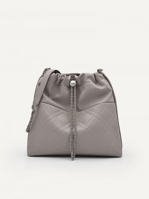 Pedro Cala Quilted Drawstring Bags Women Totes Grey | Q9Q-1288