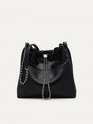 Pedro Cala Quilted Drawstring Bags Women Totes Black | Q9Q-1286