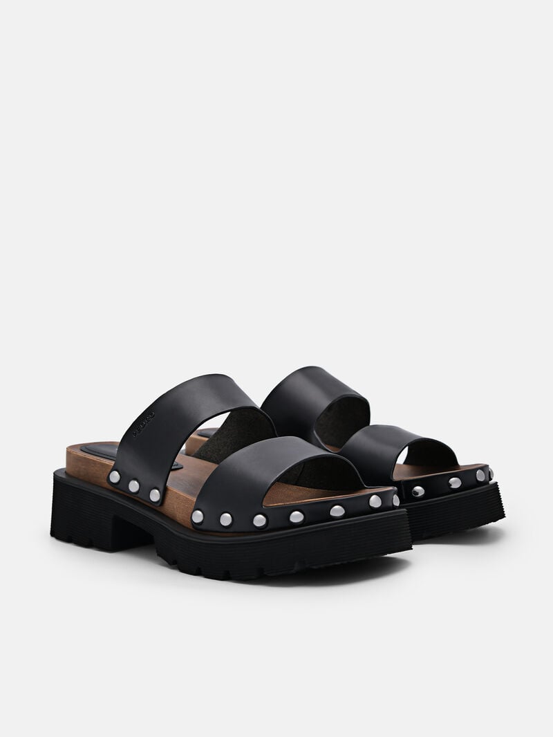 Pedro Alia Studded Sandals Women Clogs Black | Q9Q-1947