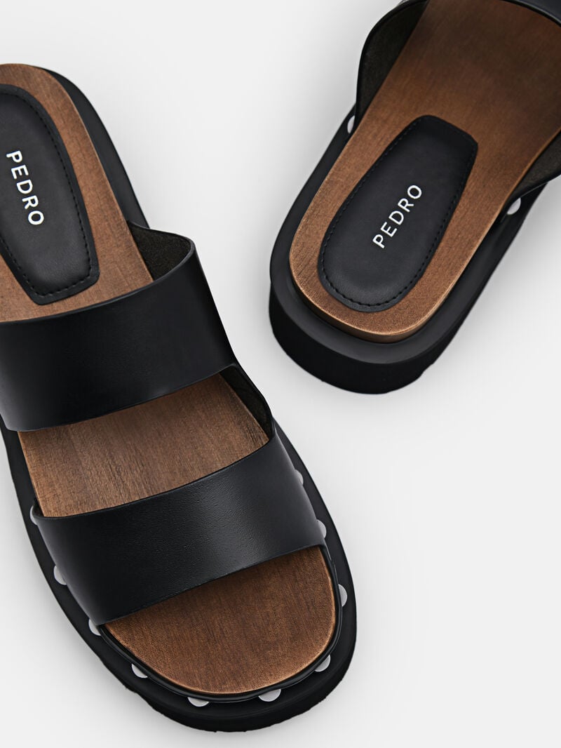 Pedro Alia Studded Sandals Women Clogs Black | Q9Q-1947