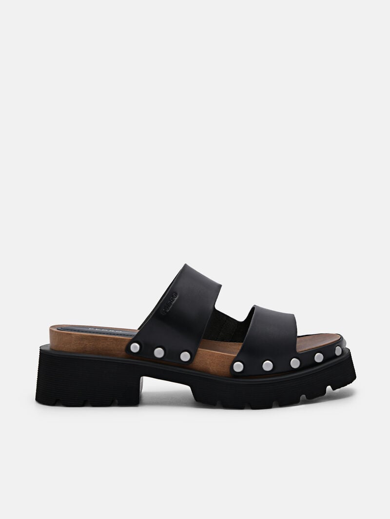 Pedro Alia Studded Sandals Women Clogs Black | Q9Q-1947
