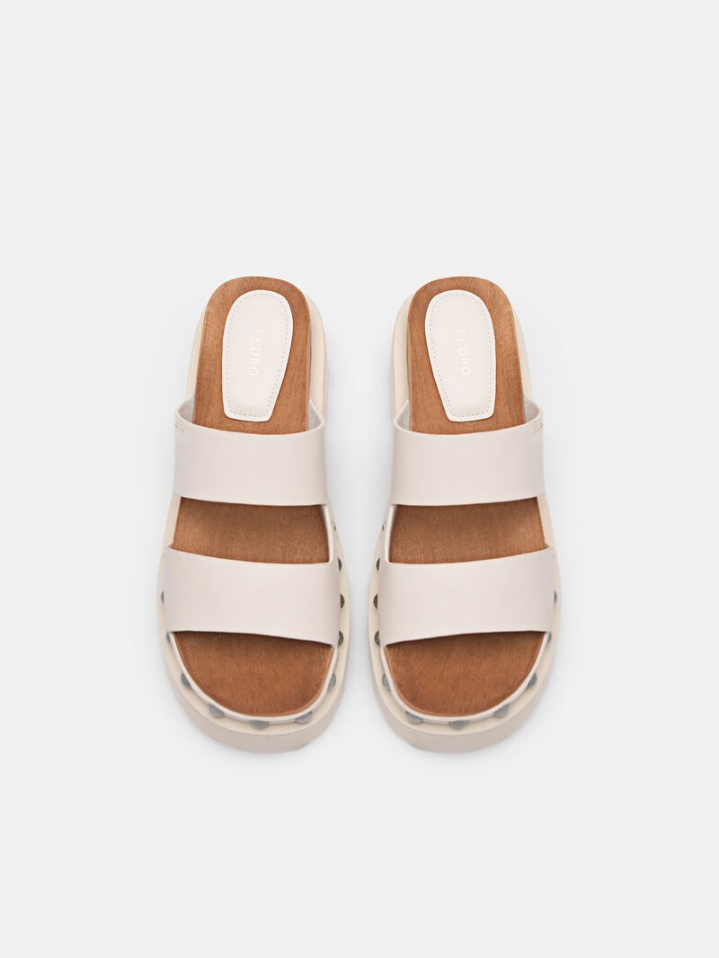 Pedro Alia Studded Sandals Women Clogs Chalk | Q9Q-1948