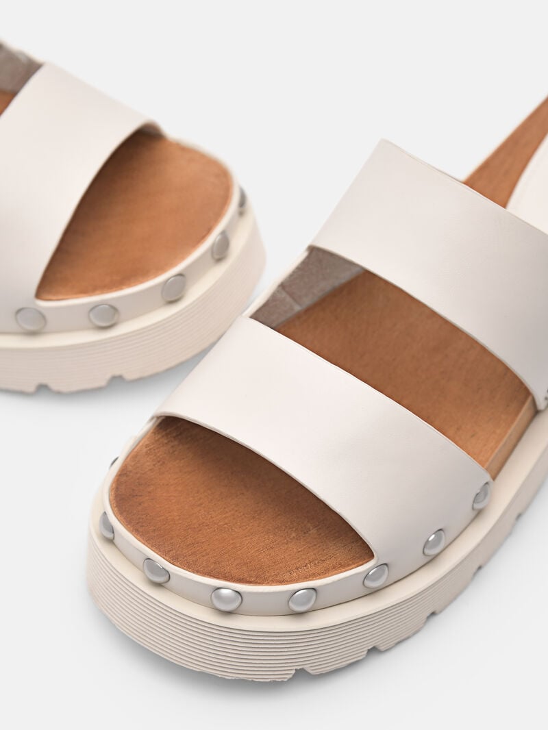 Pedro Alia Studded Sandals Women Clogs Chalk | Q9Q-1948
