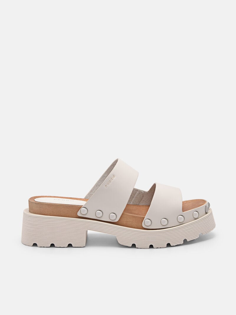 Pedro Alia Studded Sandals Women Clogs Chalk | Q9Q-1948