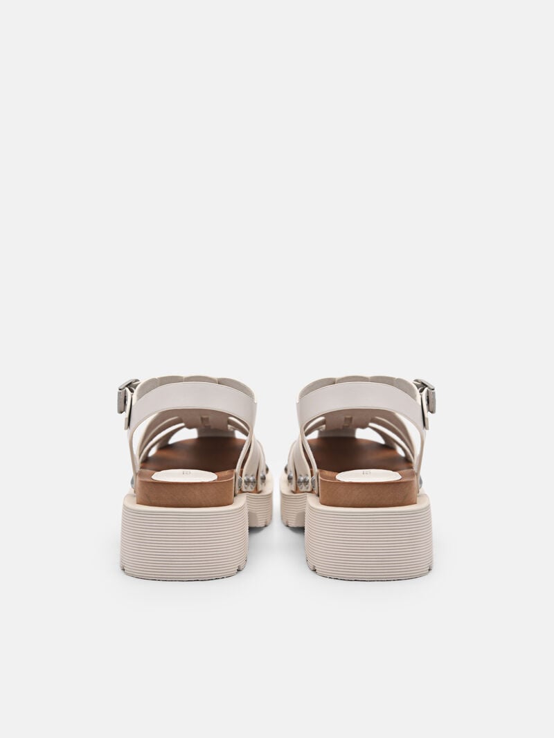 Pedro Alia Studded Women Clogs Chalk | Q9Q-1950