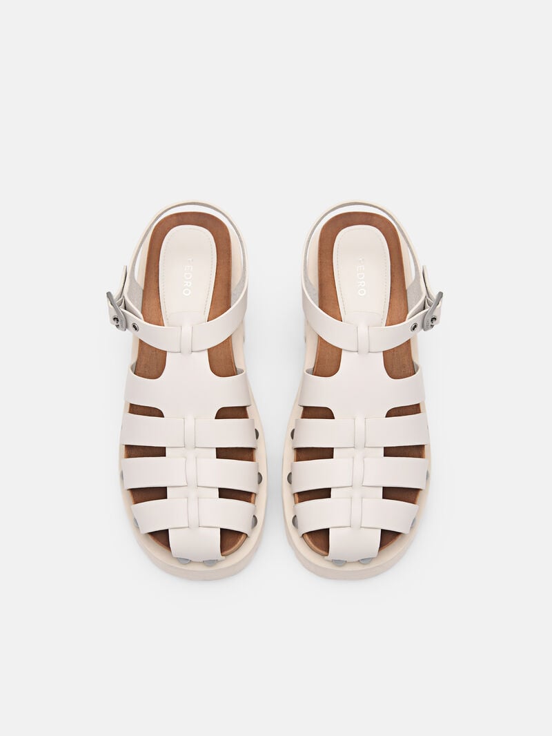 Pedro Alia Studded Women Clogs Chalk | Q9Q-1950