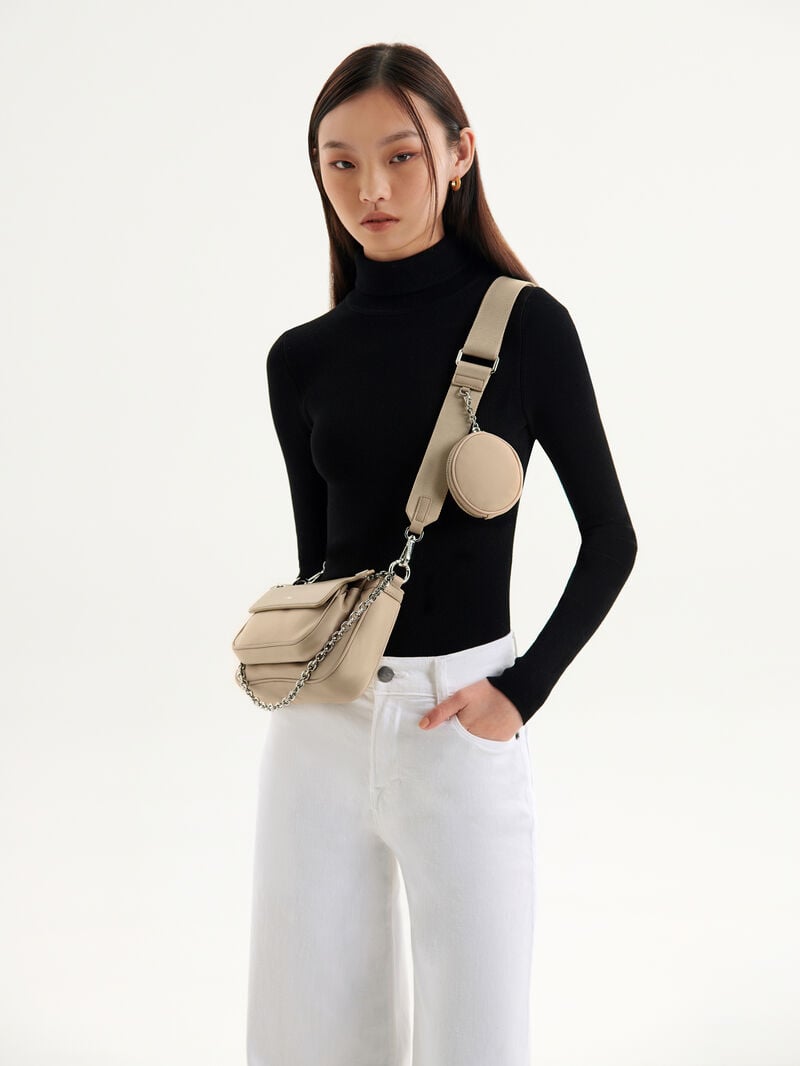 Pedro Dilone Nylon Double Flap Bags Women Shoulder Bags Sand | Q9Q-1257