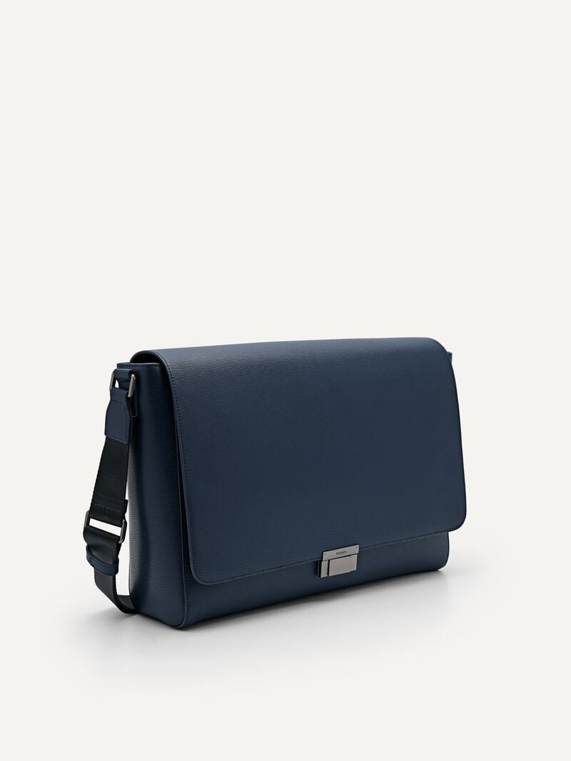 Pedro Henry Leather Bags Men Messenger Bags Navy | Q9Q-2521