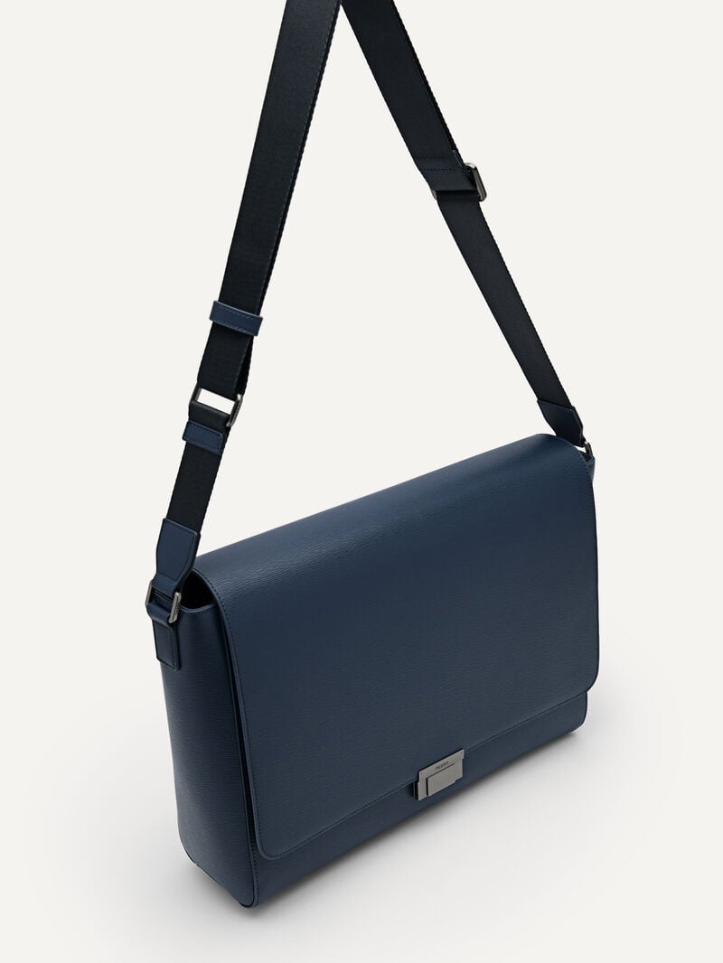 Pedro Henry Leather Bags Men Messenger Bags Navy | Q9Q-2521