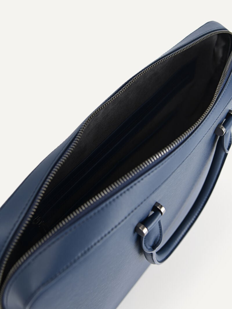 Pedro Henry Textured Leather Briefcase Men Business Bags Navy | Q9Q-2507