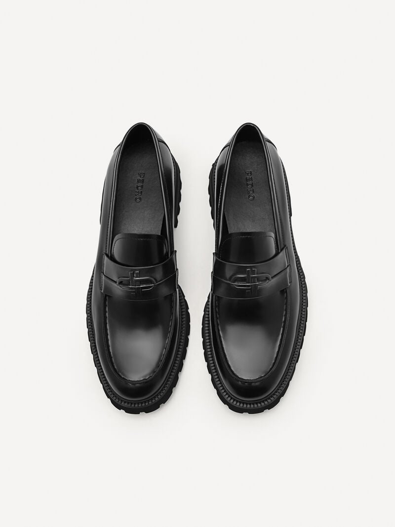 Pedro Icon Leather Men Loafers Black | Q9Q-2435